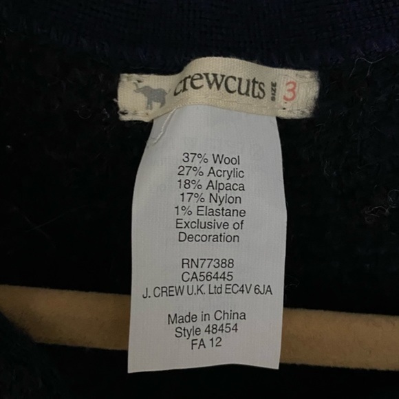 J. Crew Crewcuts Cozy Wool Alpaca Navy Cardigan Sweater Size 3T - Picture 2 of 5